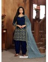 Royal Blue Heavy Designer Wedding Wear Art Silk Punjabi Patiala Suit