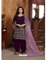 Purple Heavy Designer Wedding Wear Art Silk Punjabi Patiala Suit