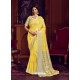 Yellow Dazzling Designer Party Wear Linen Sari