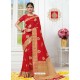 Red Designer Party Wear Banarasi Silk Sari