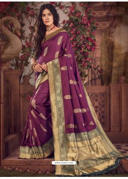 Purple Designer Party Wear Banarasi Silk Sari