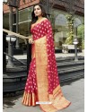 Rose Red Stunning Designer Party Wear Silk Sari