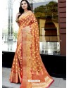 Orange Stunning Designer Party Wear Silk Sari