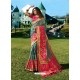 Aqua Grey Designer Party Wear Banarasi Silk Sari