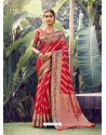 Red Stylish Designer Party Wear Silk Sari