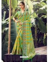 Green Stylish Designer Party Wear Silk Sari