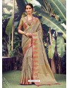 Taupe Stylish Designer Party Wear Silk Sari