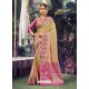 Gold Stylish Designer Party Wear Silk Sari