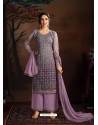 Mauve Dazzling Designer Embroidered Butterfly Net Palazzo Salwar Suit