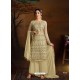 Light Yellow Dazzling Designer Embroidered Butterfly Net Palazzo Salwar Suit