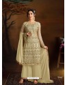 Light Yellow Dazzling Designer Embroidered Butterfly Net Palazzo Salwar Suit