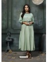 Sea Green Designer Embroidered Party Wear Heavy Fancy Rayon Kurti