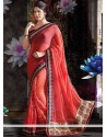 Groovy Red Shade Faux Chiffon And Net Saree