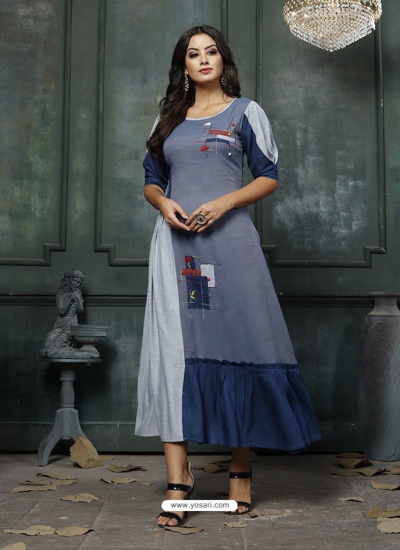 Pigeon Designer Embroidered Party Wear Heavy Fancy Rayon Kurti