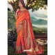 Orange Designer Party Wear Banarasi Fancy Silk Sari