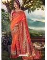 Orange Designer Party Wear Banarasi Fancy Silk Sari