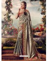 Grey Designer Party Wear Banarasi Fancy Silk Sari