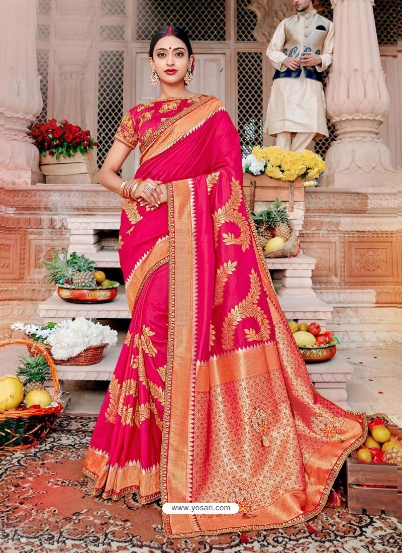 Rani Designer Party Wear Banarasi Fancy Silk Sari