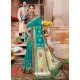Aqua Mint Designer Party Wear Banarasi Fancy Silk Sari
