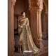Beige Designer Party Wear Printed Brasso Silk Sari