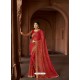 Red Designer Party Wear Printed Brasso Silk Sari