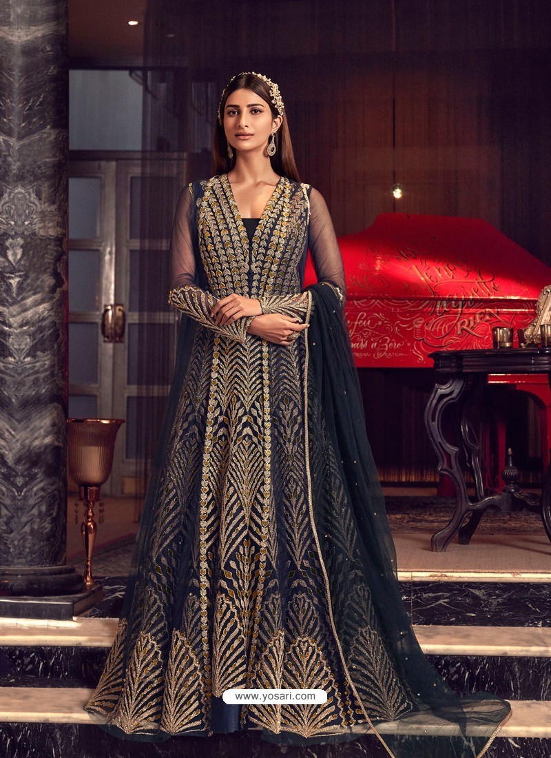Multi Colour Latest Heavy Embroidered Designer Wedding Anarkali Suit With Jacket