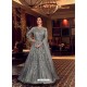 Grey Latest Heavy Embroidered Designer Wedding Anarkali Suit