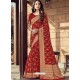 Maroon Designer Party Wear Cotton Handloom Sari