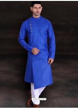 Blue Readymade Designer Cotton Kurta Pajama For Men