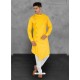 Yellow Designer Festive Wear Cotton Kurta Pajama For Men