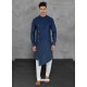 Dark Blue Designer Festive Wear Cotton Kurta Pajama For Men