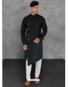Black Designer Festive Wear Cotton Kurta Pajama For Men