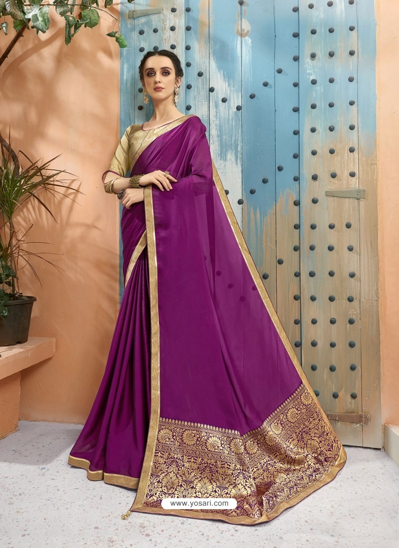 Purple Designer Party Wear Soft Georgette Sari