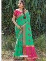 Jade Green Designer Party Wear Cotton Handloom Sari