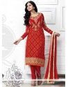 Observable Red Georgette Churidar Salwar Suit