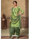 Green Designer Party Wear Pure Jam Punjabi Patiala Suit