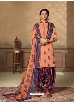 Light Orange Designer Party Wear Pure Jam Punjabi Patiala Suit