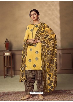 Light Yellow Designer Party Wear Pure Jam Punjabi Patiala Suit