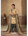 Cream Designer Party Wear Pure Jam Punjabi Patiala Suit