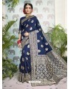 Navy Blue Designer Party Wear Art Silk Sari
