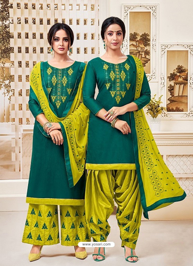 Dark Green Classy Heavy Designer Party Wear Straight Salwar Suit