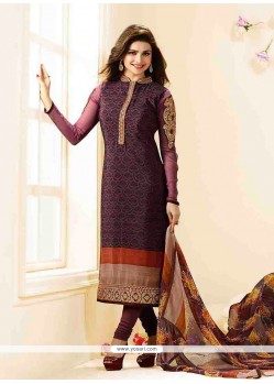 Prachi Desai Violet Designer Straight Salwar Suit