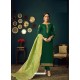 Dark Green Heavy Designer Jam Satin Cotton Straight Salwar Suit