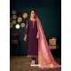 Purple Heavy Designer Jam Satin Cotton Straight Salwar Suit
