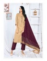 Beige Readymade Designer Rayon Straight Salwar Suit