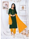 Dark Green Readymade Designer Rayon Straight Salwar Suit