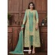 Sea Green Designer Embroidered Net Party Wear Wedding Suit