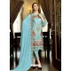 Sky Blue Latest Party Wear Designer Faux Georgette Pakistani Suit