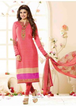 Prachi Desai Pink Designer Straight Salwar Kameez