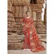 Dark Peach Beautiful Designer Casual Wear Art Silk Sari